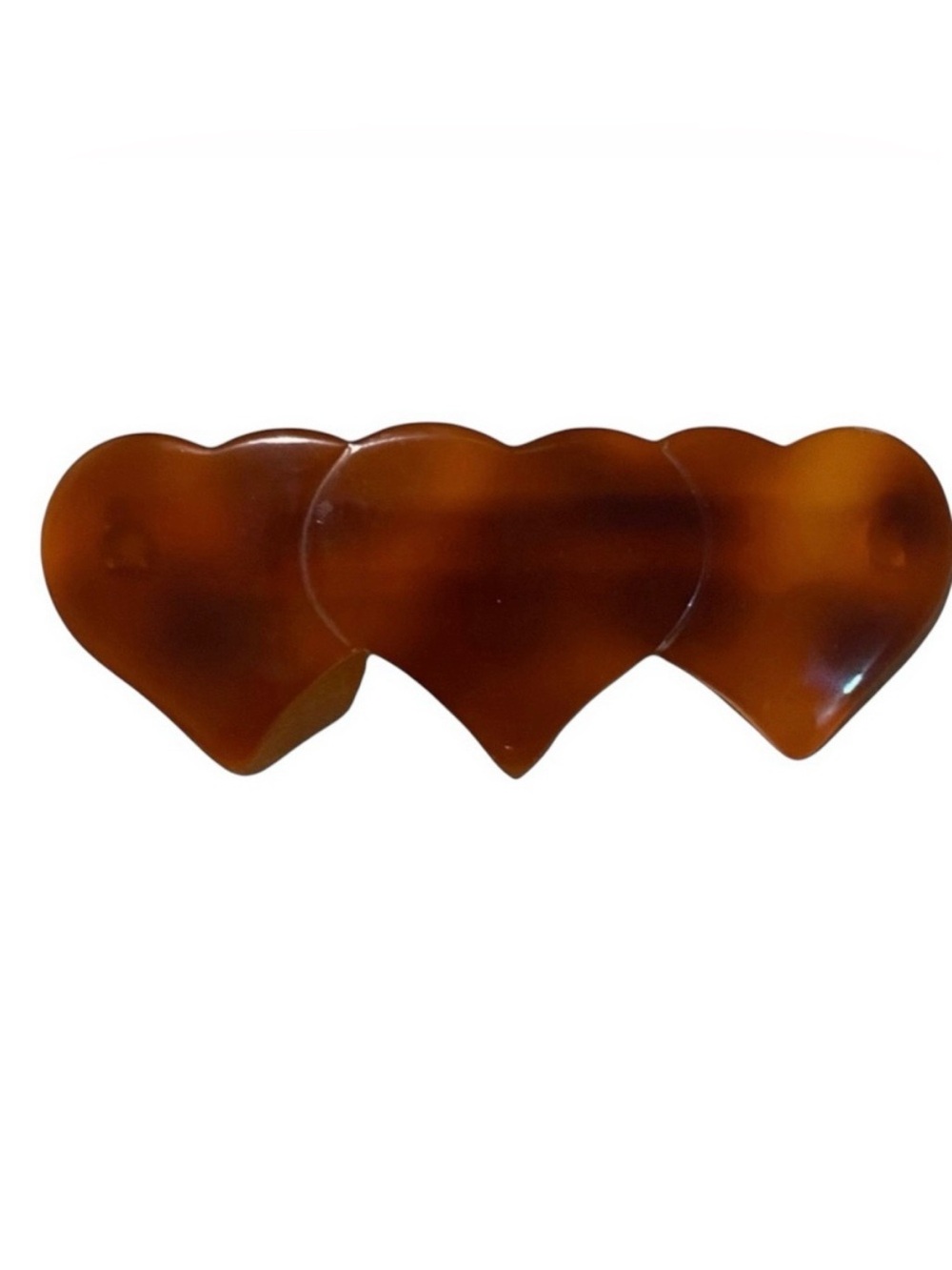 1980’s Vintage French Heart Trio Barrette,‎ Tortoiseshell Colored , Deadstock